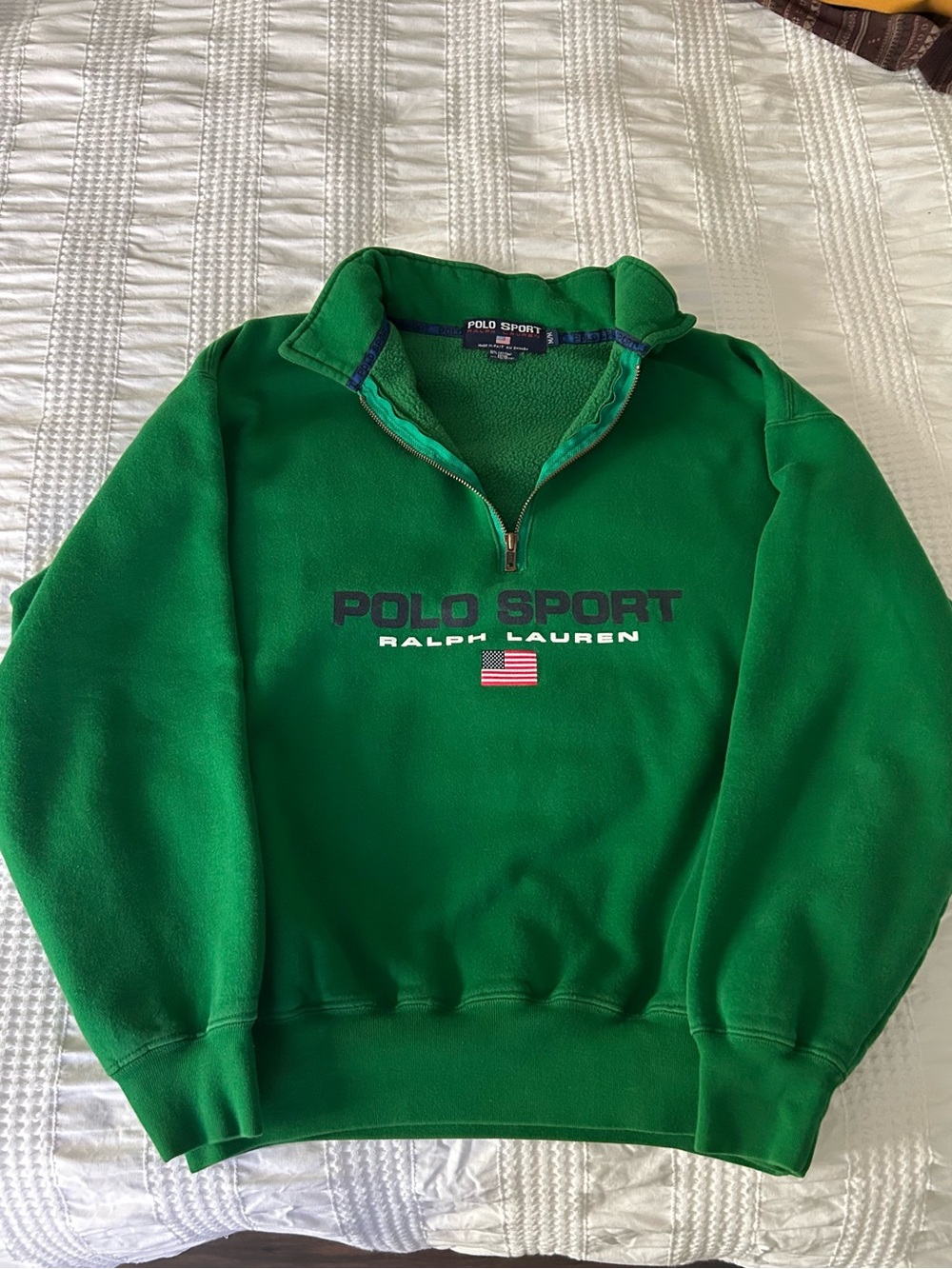 Vintage Polo Sport Green Quarter Zip Sweatshirt 90’s